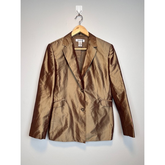 Alfani Jackets & Blazers - Alfani Womens 100% Silk‎ Blazer Jacket Bronze Gold Iridescent Size 12 WPL 8046